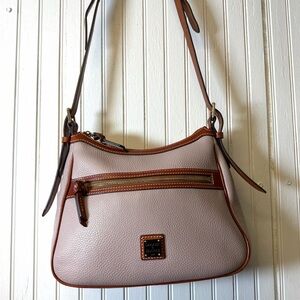 Dooney & Bourke Mauve Crossbody Bag with Brown Trim